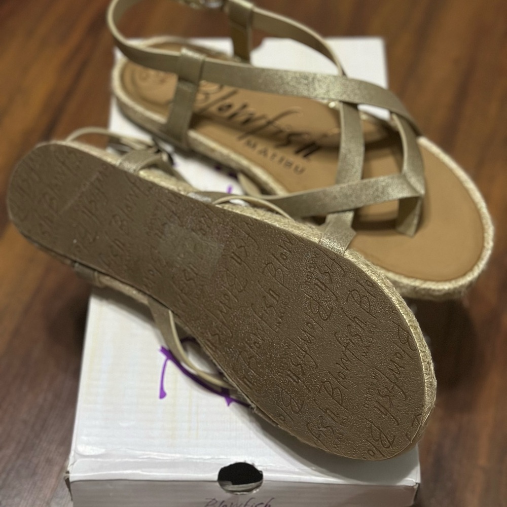 Blowfish Gold Sandals with Lattice Straps - Picture 2 of 3